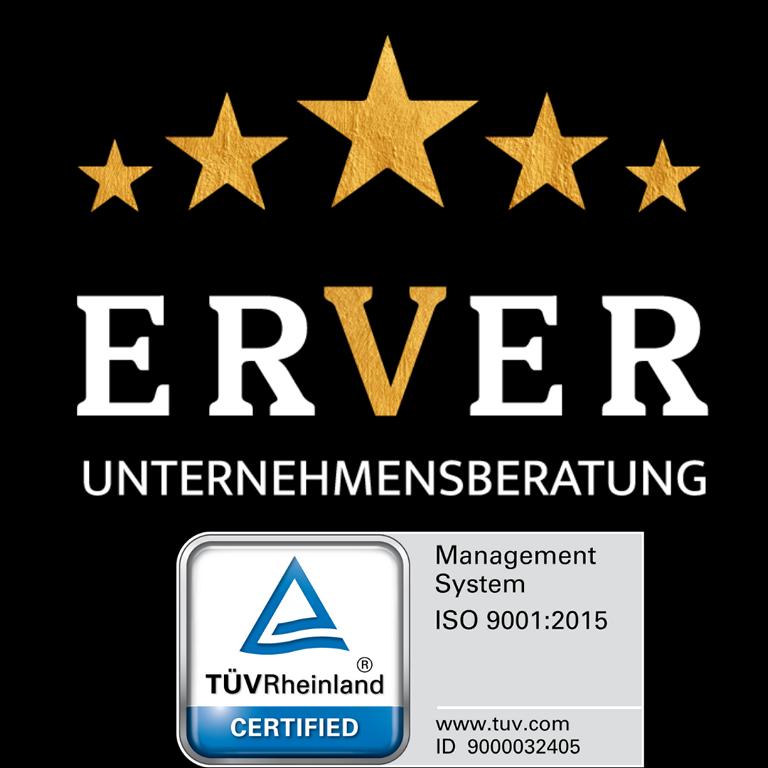 Logo der ErVer Unternehmensberatung mit TUEV LOGO